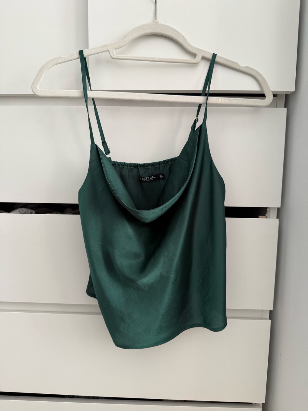 Nasty Gal Dark Green Satin Cowl Neck Cami